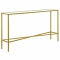 Henn & Hart 55 in. Brass Finish Console Table with Glass Tabletop, Clear & Gold AT0822